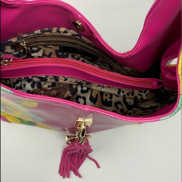 New SHARIF Quilted Pink Base Hand-painted Handbag - Picture 4 of 7